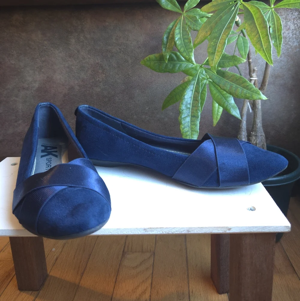 Suede Ballet Flats In Navy - Picture 7 of 7